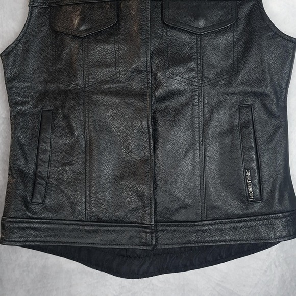 Jamin Leather Vest Womens Large Black Motorcycle Biker Concealed Carry Riding - Picture 5 of 16